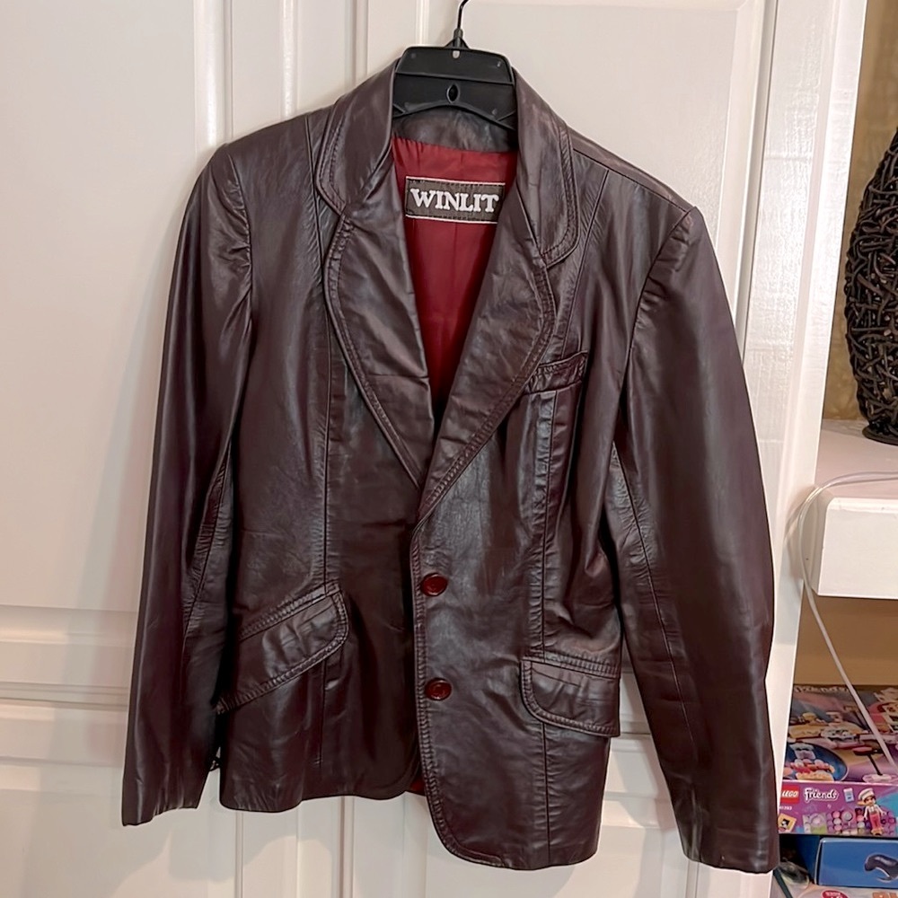 Women’s leather jacket blazer lined Winlet Sz 5 fits Jr, petite womens